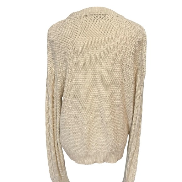 Pull & Bear Women’s Cable Knit Cream Sweater Size M Classic Casual Medium Weight - Picture 6 of 12